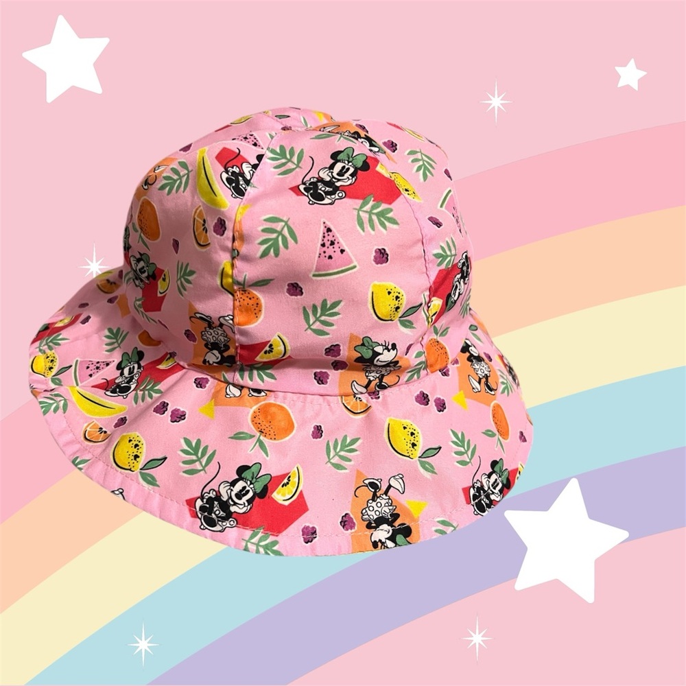 Pink Minnie Mouse Fruit Print Bucket Hat